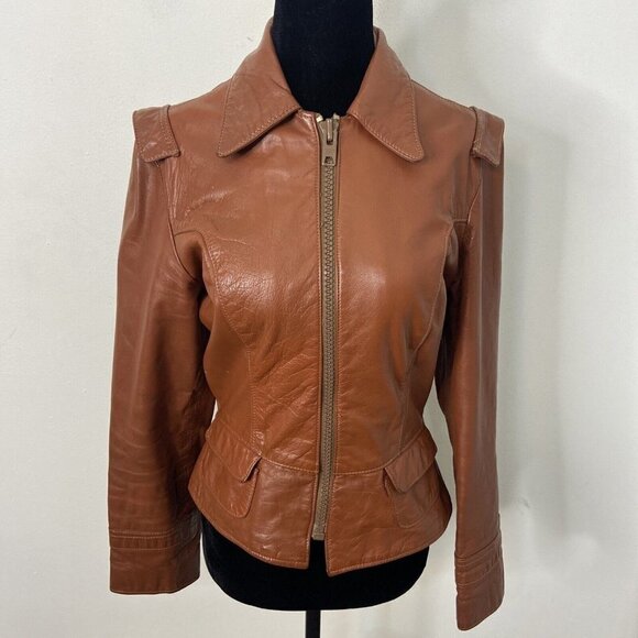 North Street NY USA Woman S (11) Vintage 60s 50s Brown Leather Works Jacket - Picture 1 of 10